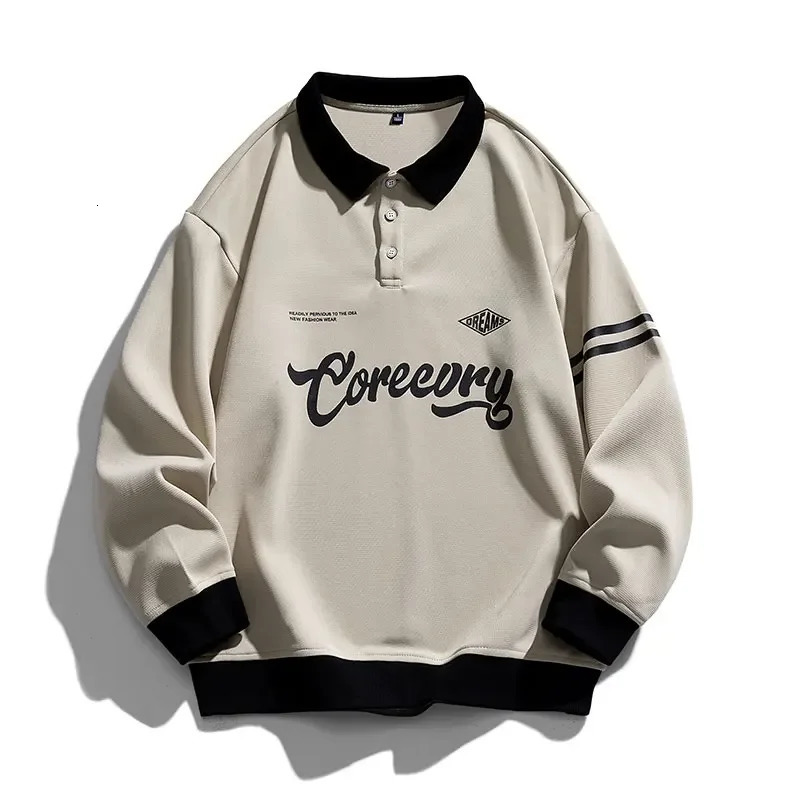 Men Oversized Contrasting Colors Lapel Sweatshirt Spring Hip Hop Streetwear Sweatshirt Harajuku Baseball Uniform Hoodie Men 240806