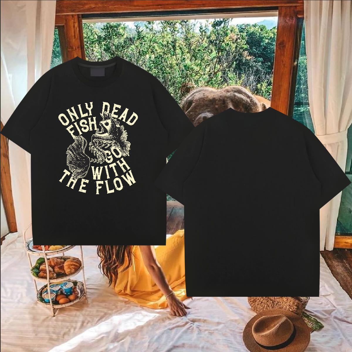 Designer Fashion Men T Shirts 100% Cotton 230g fish High Street Hip Hop Clothings O Neck Short Sleeves Brand Tshirt for Man Woman Oversized 3XL 4XL