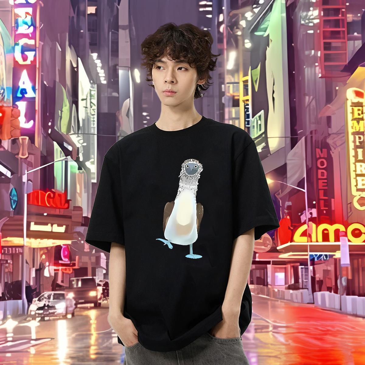 2024 DIY T Shirt For Man 230g 100% Cotton bird Street wear Hip Hop Tops Shirt Short Sleeve Soft Popular Mens Tshirts Oversized 3XL 4XL