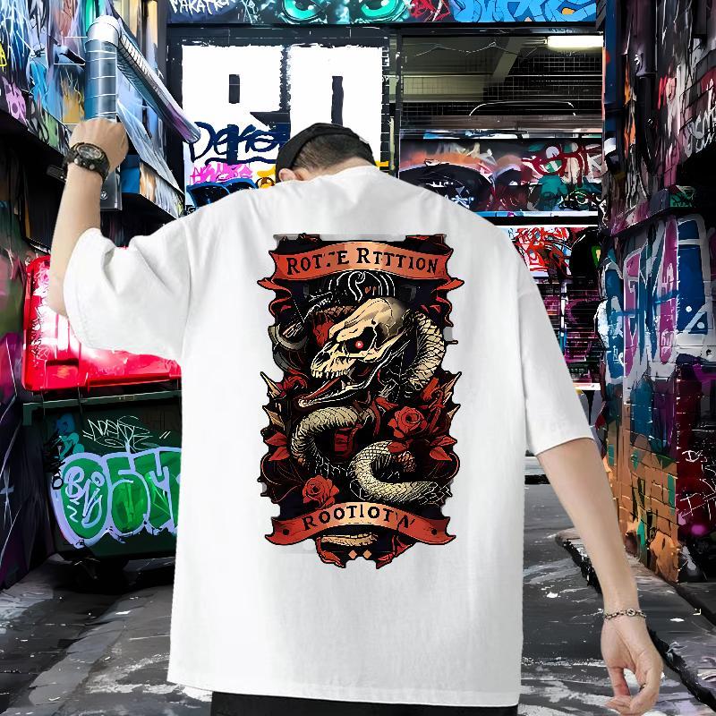 2024 Summer T Shirt For Man 230g Cotton snake Summer Casual Clothings Breathable Short Sleeve Classic Men Tees Customized Print