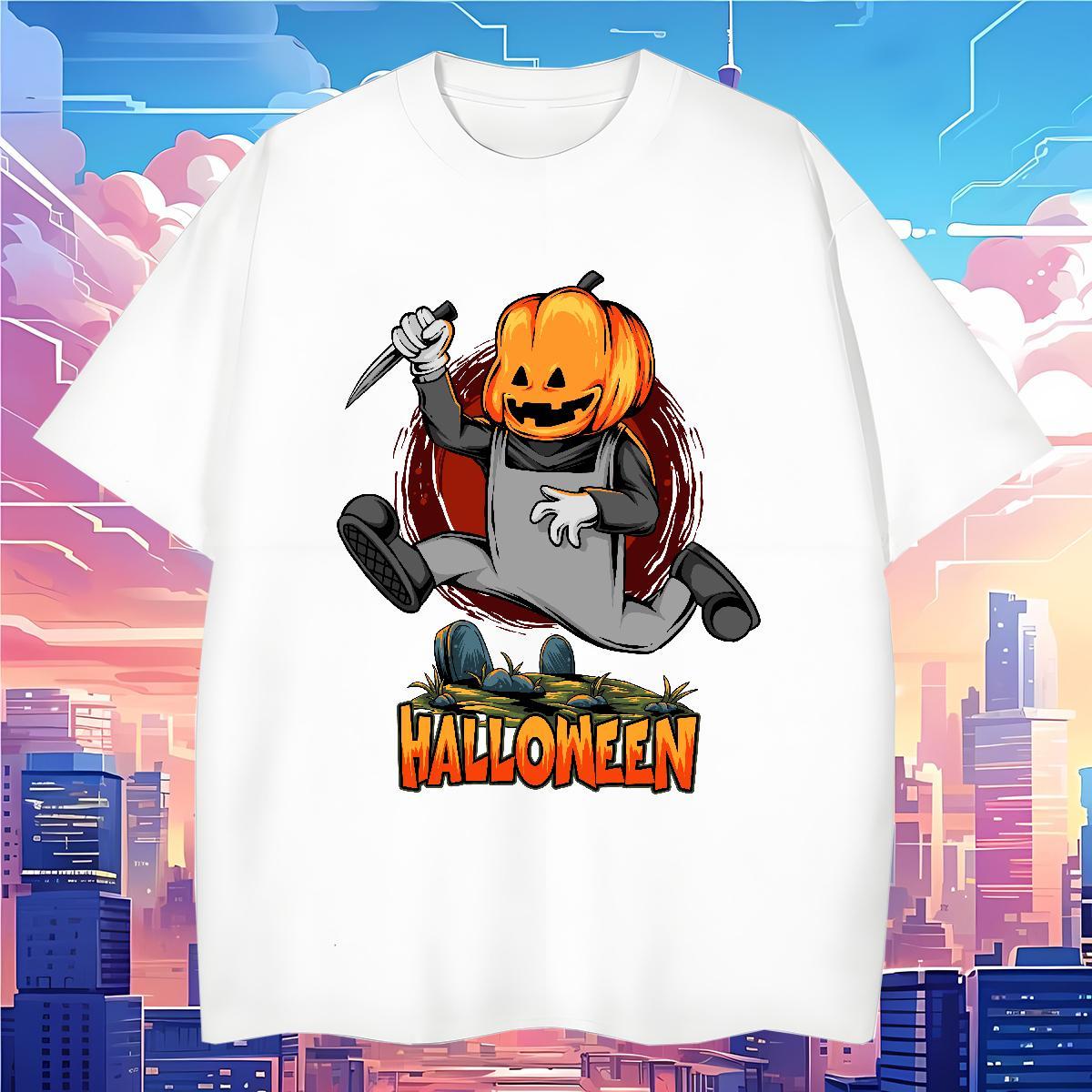 T shirt 230g 100% Cotton pumpkin Daily Wear Crew Neck Breathable Anime Tshirt for Man Woman Classic Casual Cool Clothings