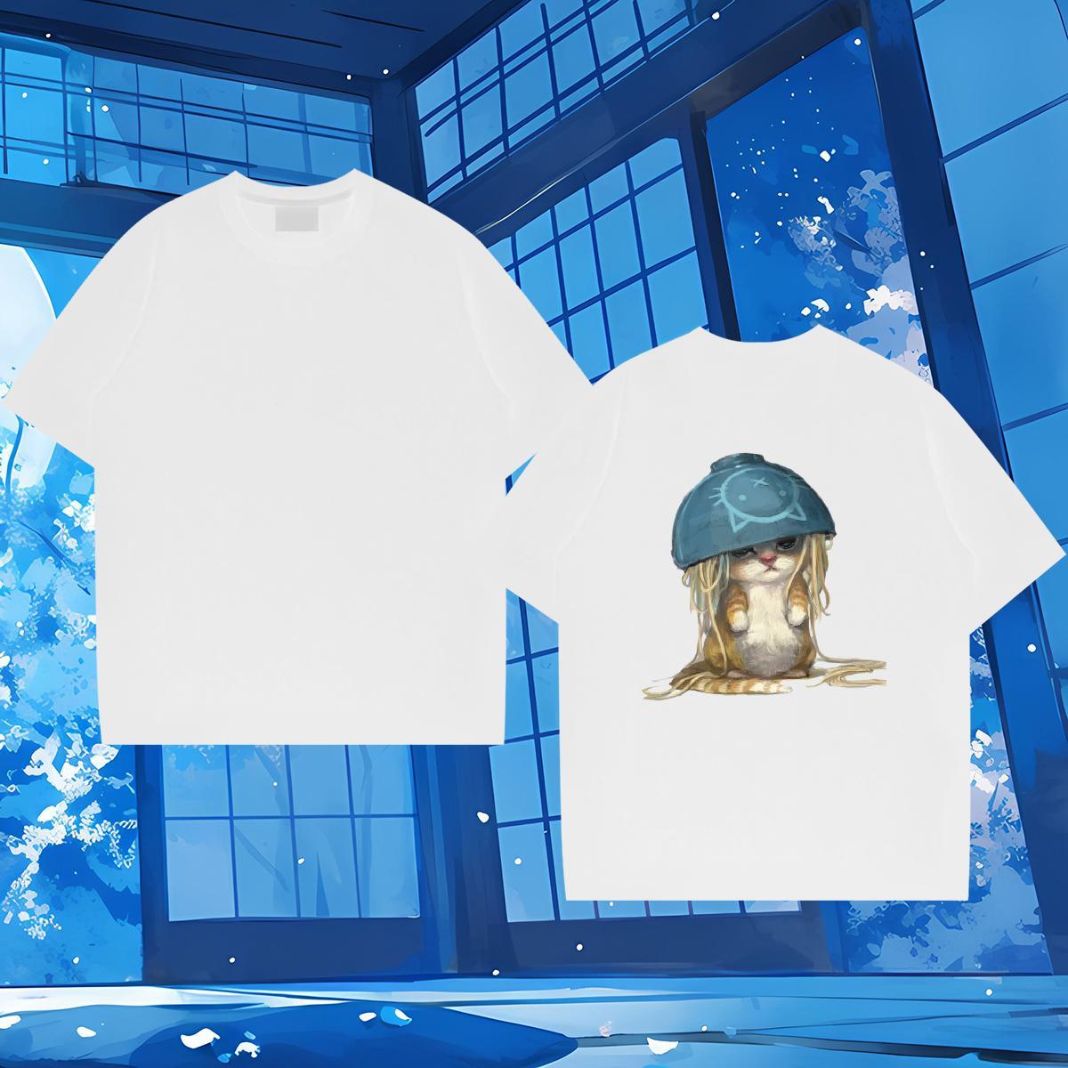 2024 New Men T Shirts 230g Pure Cotton cute Home Outdoor Tshirts Crew Neck Breathable Loose Fit Men Tees Black White