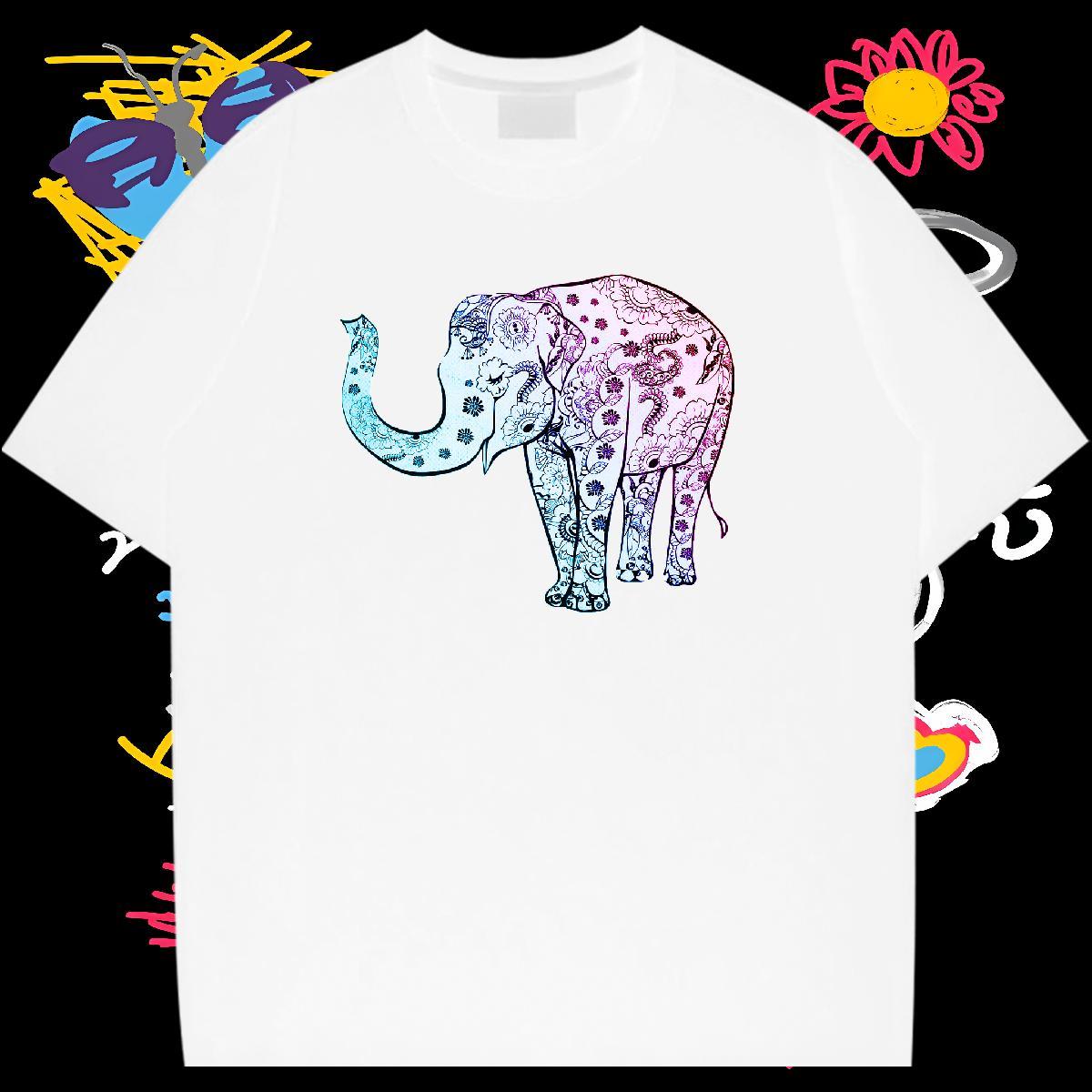 2024 Designer Mens T Shirts 230g 100% Cotton Elephant High Street Hip Hop Tees Round Neck Short Sleeve Free Shipping Men Clothes T-Shirt Asian Size