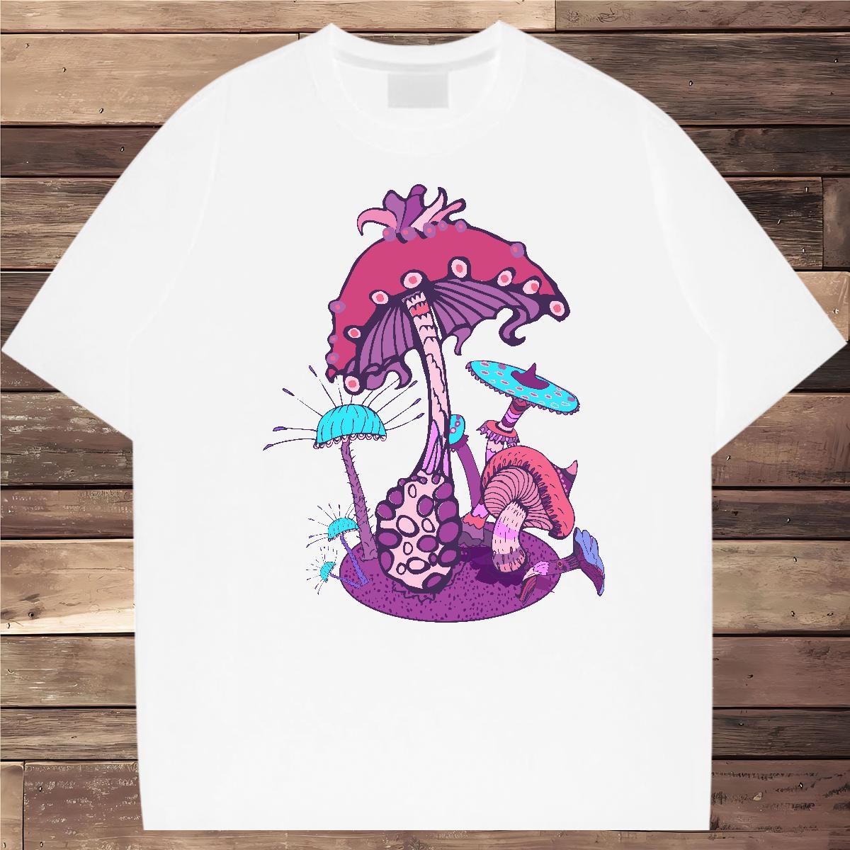 Free Shipping Man T Shirts 230g Cotton mushroom Sports Casual Clothes O Neck Short Sleeves Designer Men Tops Tees Custom Print Plus Size