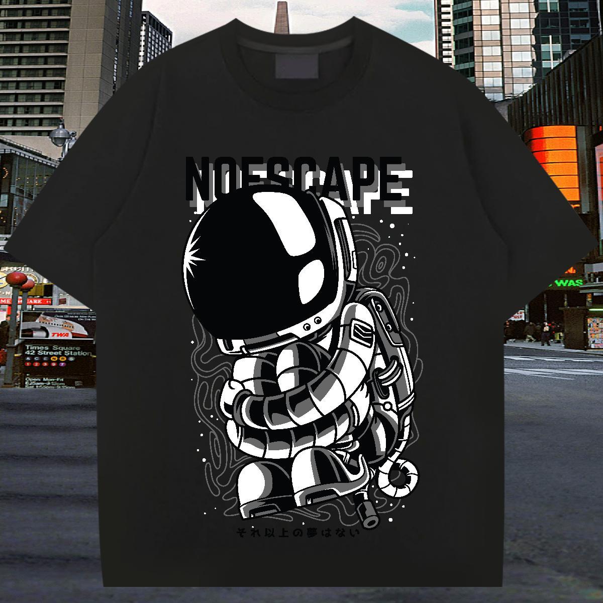 Man T Shirts 230g Pure Cotton cosmonaut Casual Beach Breathable Skull Couples T Shirts Fashion New Designer Polos