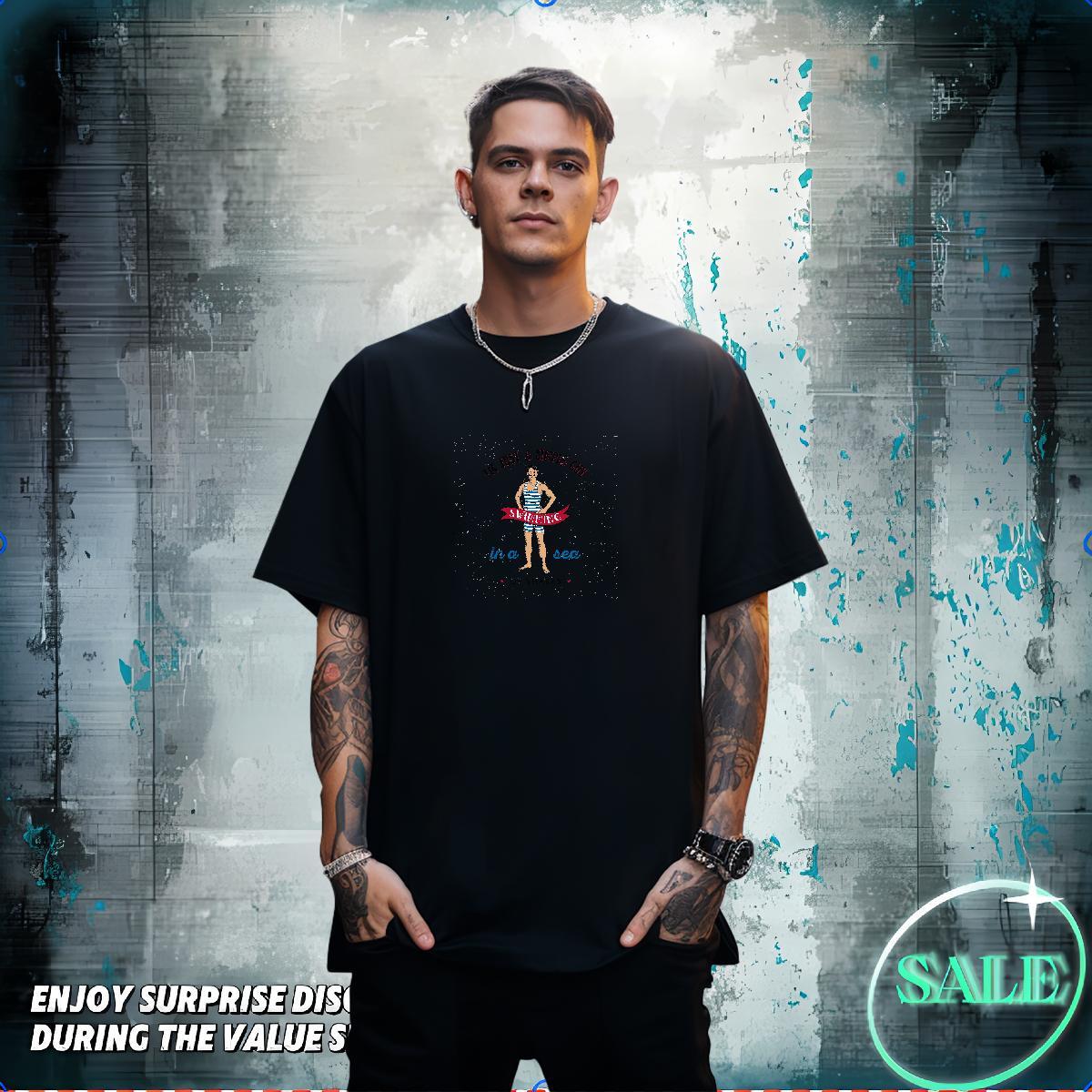 T-Shirts for Men 100% Cotton 230g character Hip Hop Street Breathable DIY Printed Men Tees 2024 Designer Cool Tops Shirt