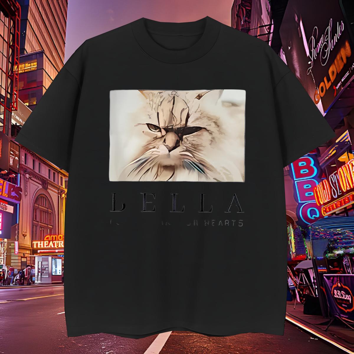 Loose Men Tees 100% Cotton 230g cat T shirt Hip Hop Breathable Short Sleeve Black White 2024 Summer Polos