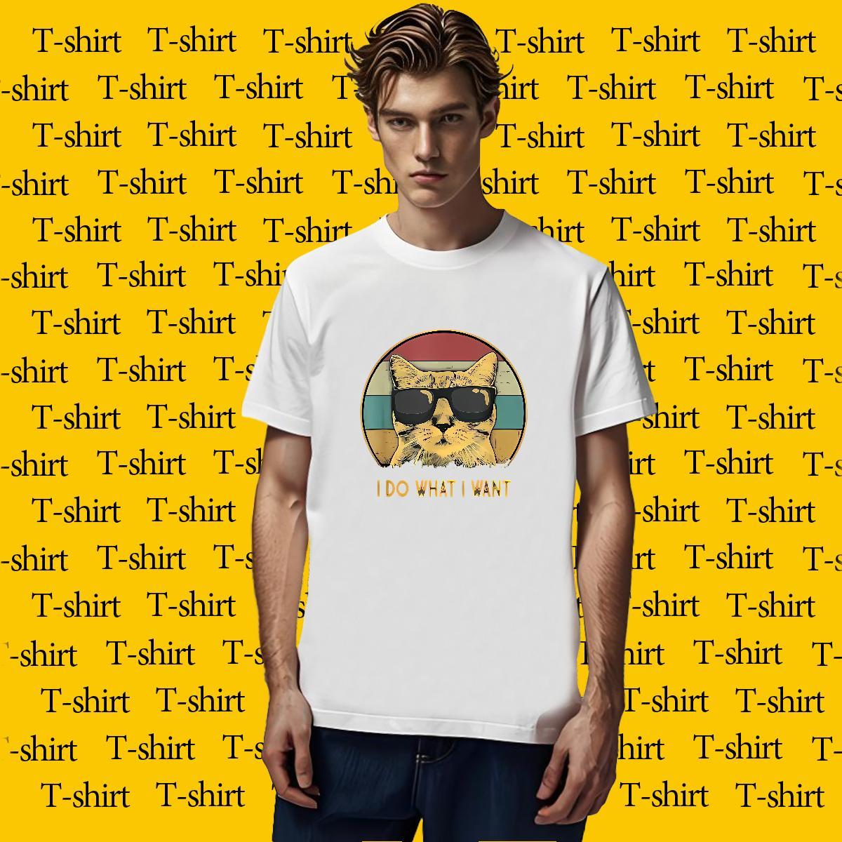 Man T Shirts 230g Cotton cat Spring Summer Short Sleeve Soft DIY Anime Tshirt for Man Woman Fashion Casual Wholesale Polos