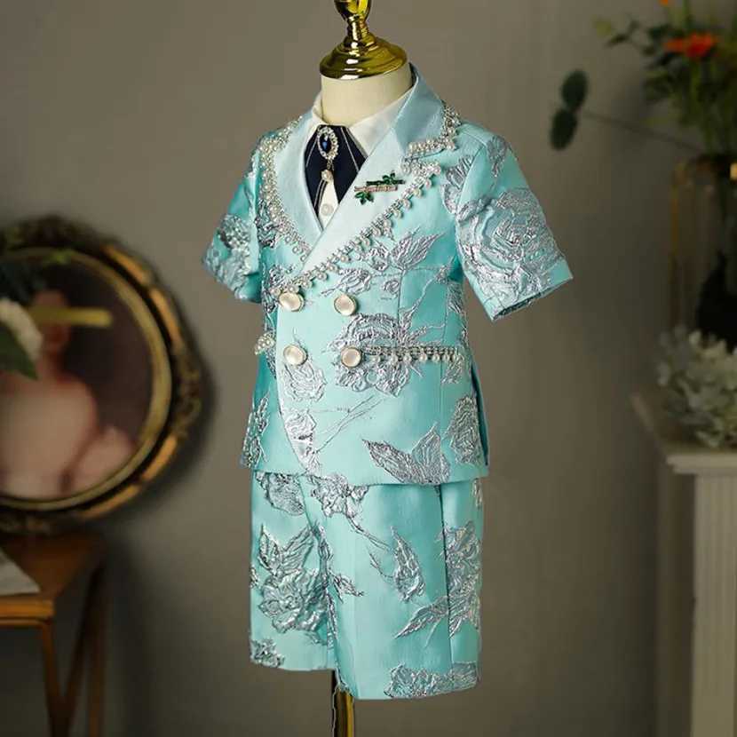 Suits 5PCS Childrens Suit New Fashion Stage Boys Piano Performance Clothes Wedding Birthday Baptism Party Prom Dress For Eid A2175