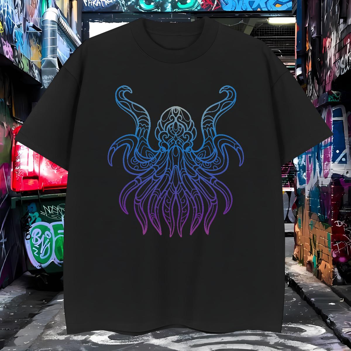 New Designer T Shirt For Man 100% Cotton 230g octopus Anime Printing Street Tees O-Neck Short Sleeve TOP Quality Tshirt for Man Woman Custom Anime