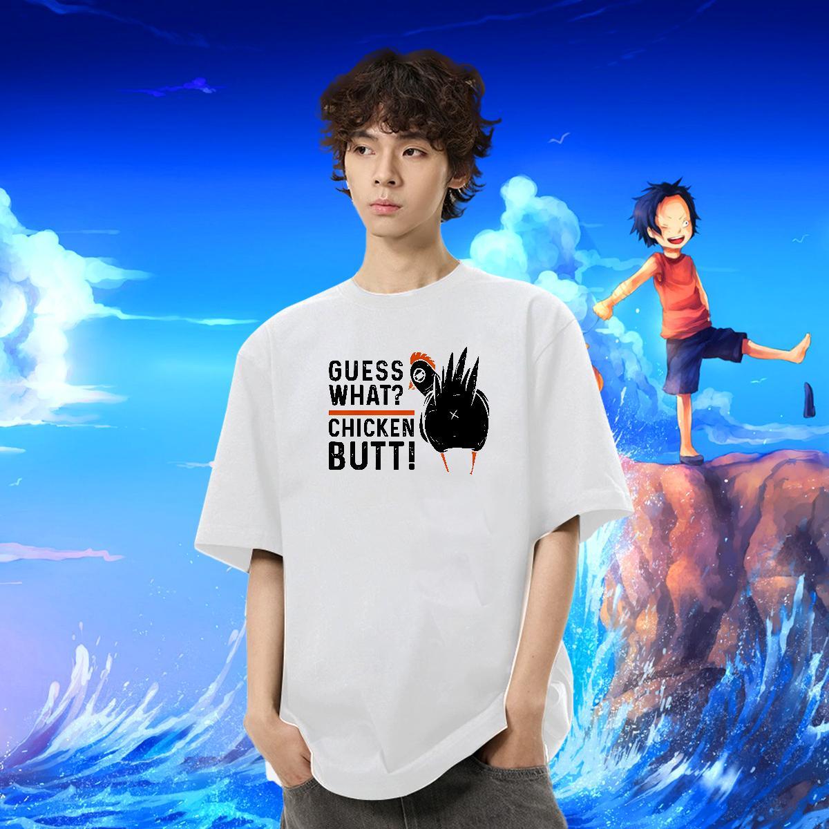 Loose Fit Men Tees 230g Cotton Casual chicken White Plus Size Breathable Crew Neck Fashion New T shirt Wear