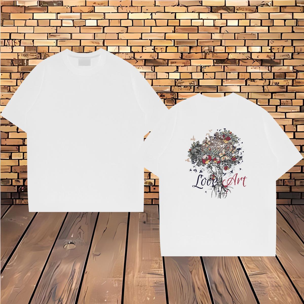 Designer Man T Shirts 230g Pure Cotton tree Beach Clothings Round Neck Short Sleeve Popular Tshirts DIY Anime