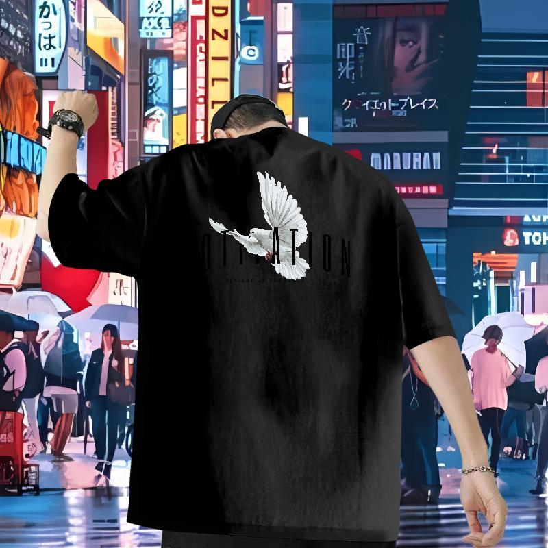 New Men T Shirts 230g Pure Cotton eagle Casual Daily Wear Clothings Short Sleeve Soft High Quality Men Tops Tees Cartoon Print