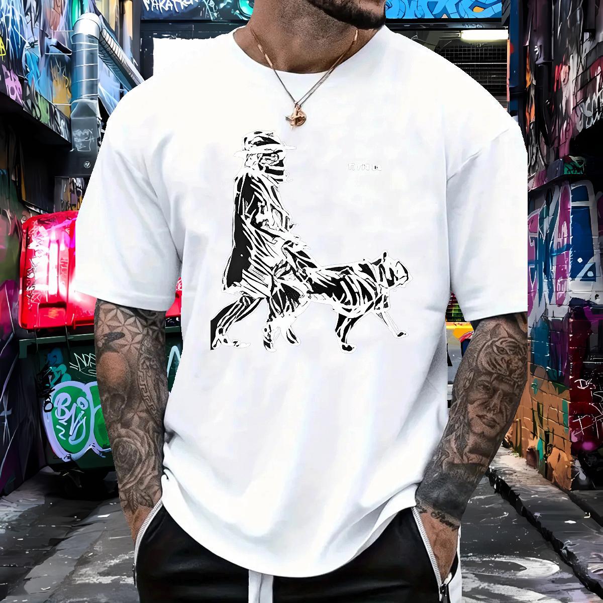 2024 T-Shirts for Men 100% Cotton 230g leopard,line Sport Clothings O-Neck Short Sleeve High Quality Men Clothes T-Shirt Customized