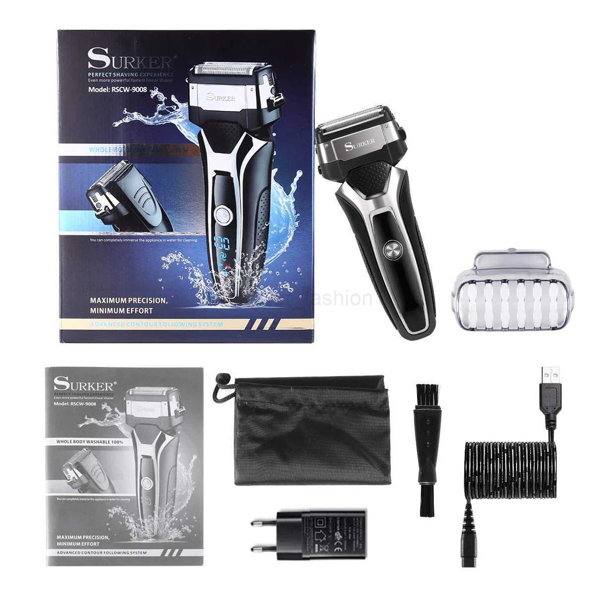 Turbo powerful wet dry electric shaver rechargeable foil face body shaver beard electric razor for men hair shaving machine setXJ240806
