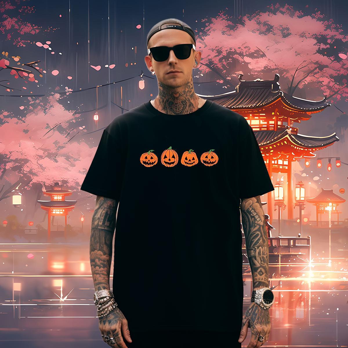 T-Shirts for Men 230g Cotton halloween Hip Hop Street Breathable Soft Graphic Mens Tshirts Custom Popular Clothes