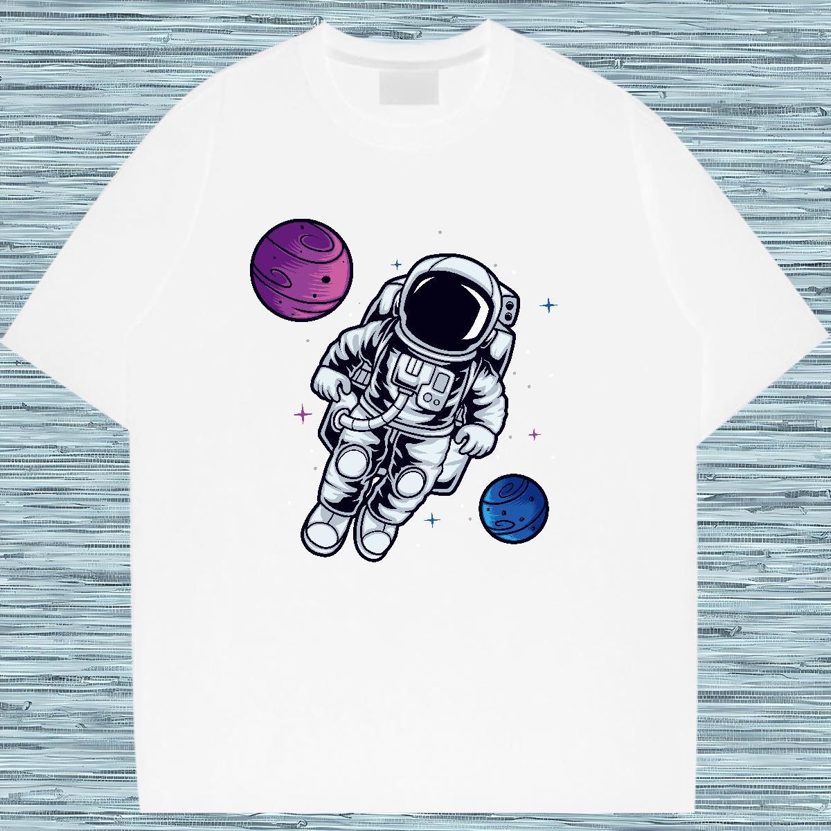 Comfortable Couples T Shirts 230g Cotton cosmonaut Home Outdoor T Shirt For Woman Breathable Soft DIY Printed Tees