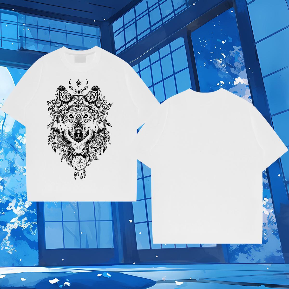 New T shirt 100% Cotton 230g wolf Street Tshirts Pure Cotton Brand Mens Tshirts Custom Cartoon