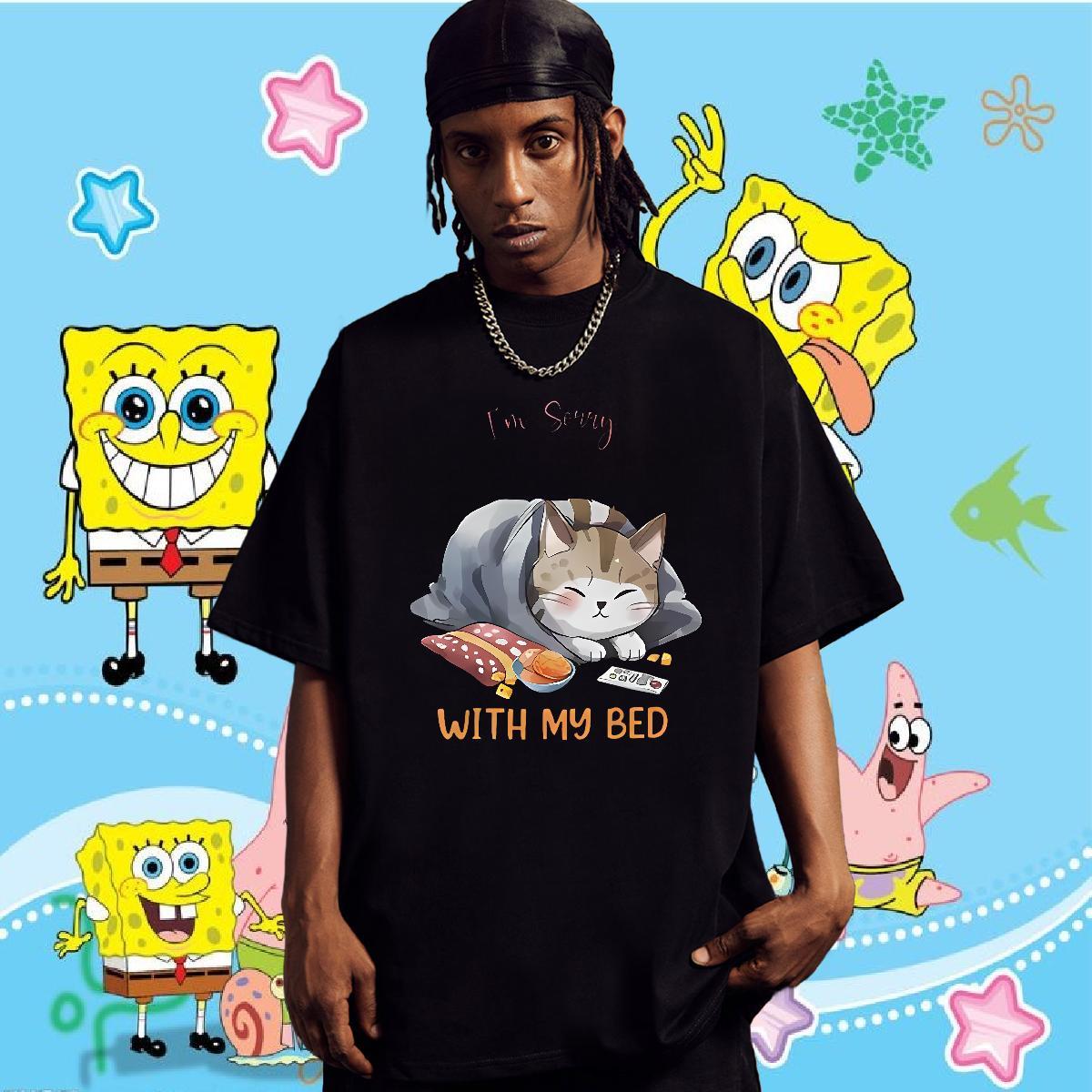 Fashion Design T Shirt For Man 230g Cotton cat Hip Hop Street Tshirts O-Neck Short Sleeve Free Shipping Men Tees DIY