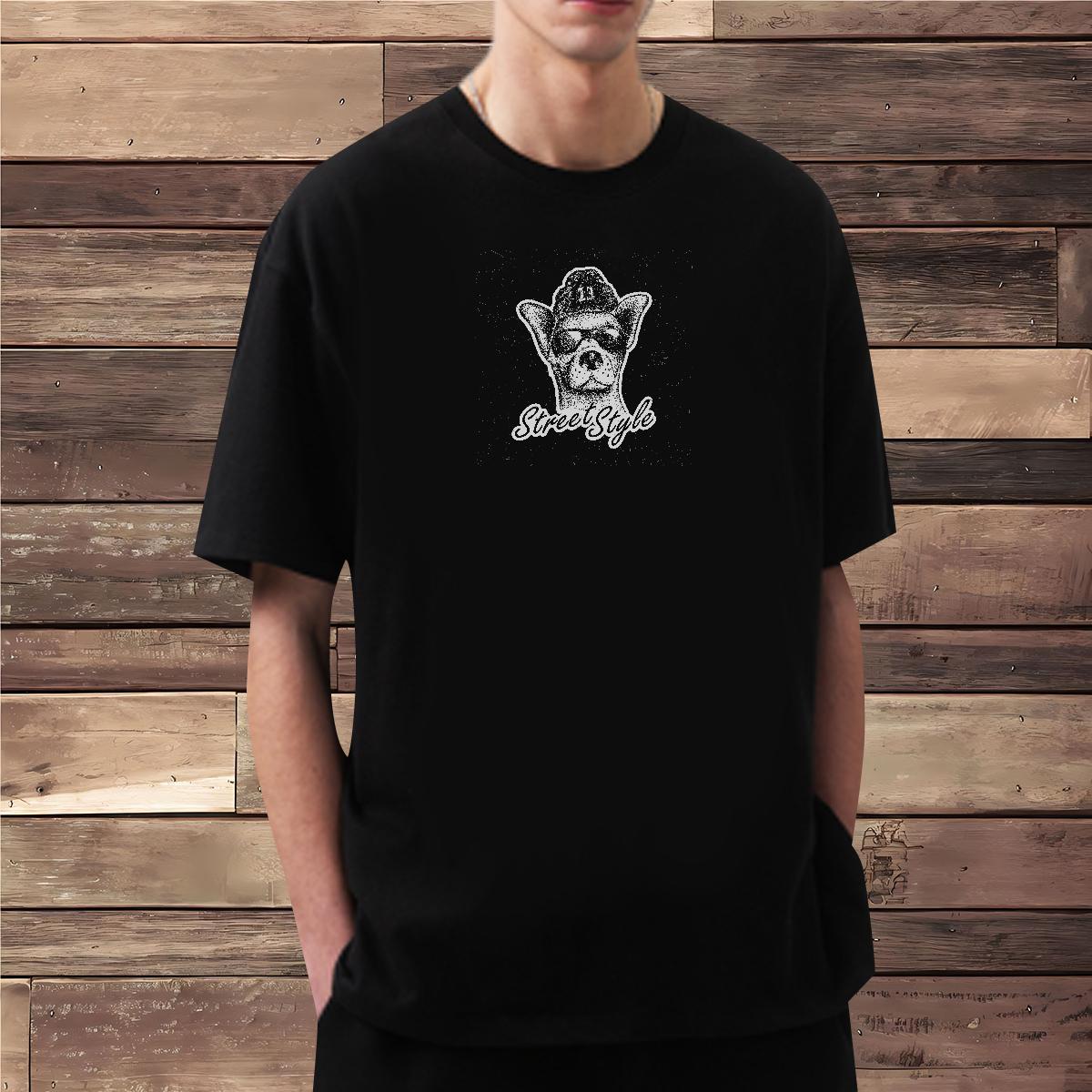 Classic T Shirt For Man 230g Cotton dog Beach Top Tees Short Sleeve Soft Comfortable Men Clothes T-Shirt Custom Anime