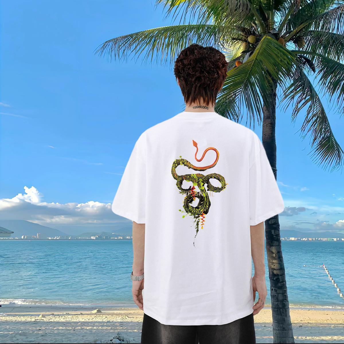 Custom T-Shirts 100% Cotton 230g snake Sports Casual Top Tees Breathable Cool Men Tops Tees DIY Logo Oversized