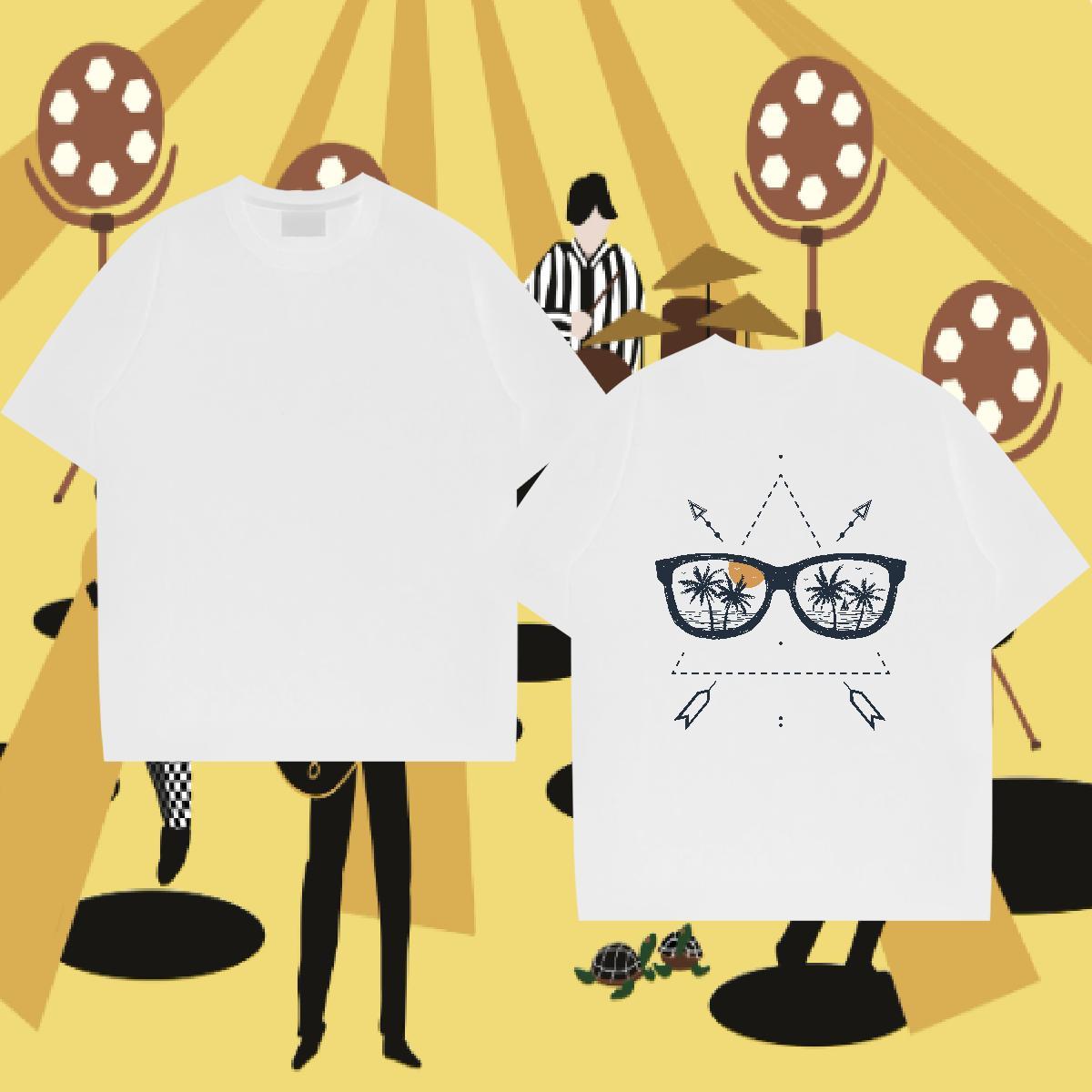 New Designer T Shirts Men 230g Cotton sea Daily Wear Clothings Breathable Crew Neck Cool Mens Tshirts Cartoon Print