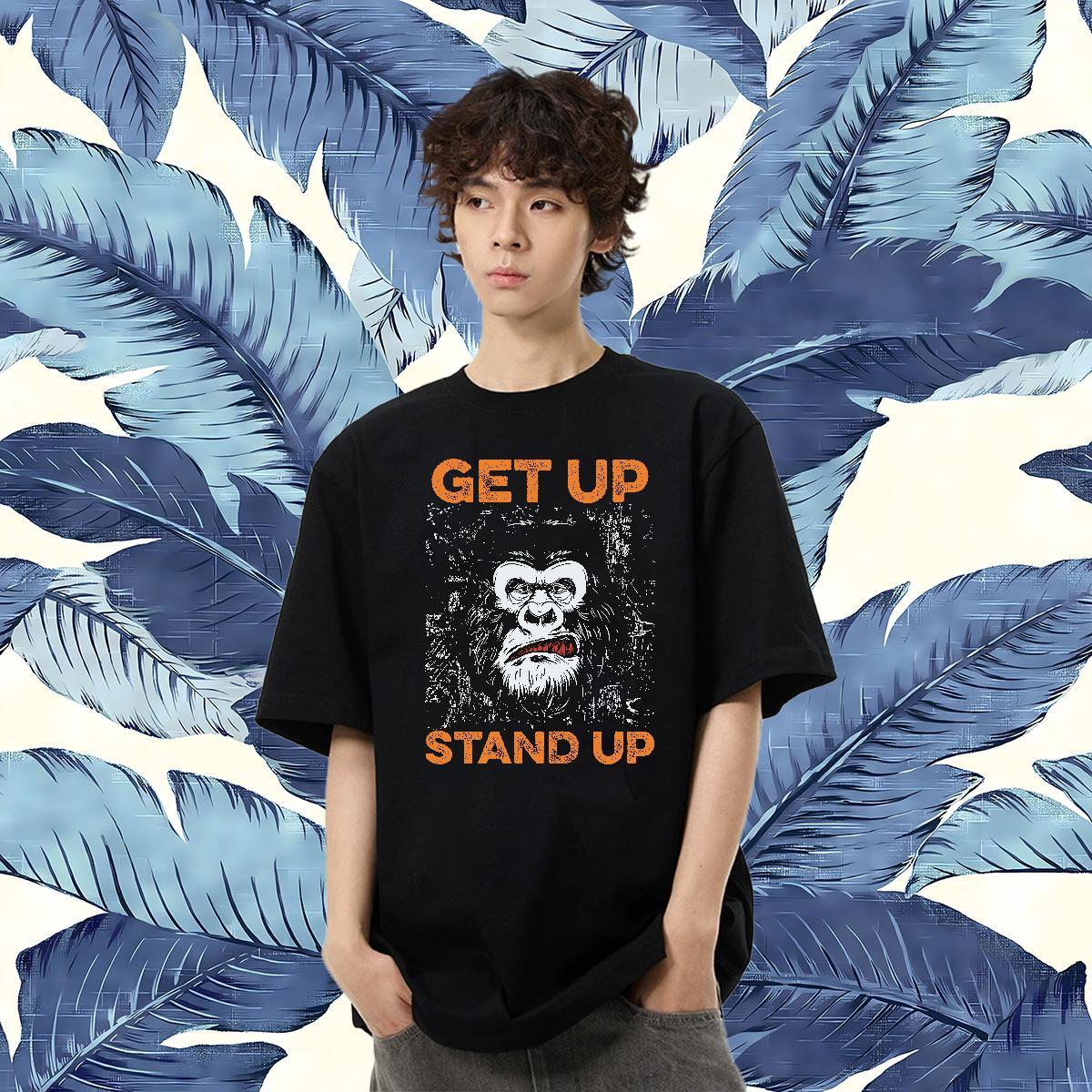 Free Shipping T Shirt For Man 230g 100% Cotton chimpanzee Home Outdoor Tees Shirts Pure Cotton Unisex Mens Tshirts Black Oversized