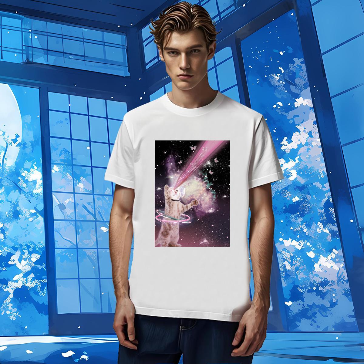 Customized T-Shirts for Men 230g Pure Cotton cat Sports Casual Tshirts Breathable Short Sleeve Popular Men Tops Tees DIY Logo Oversized