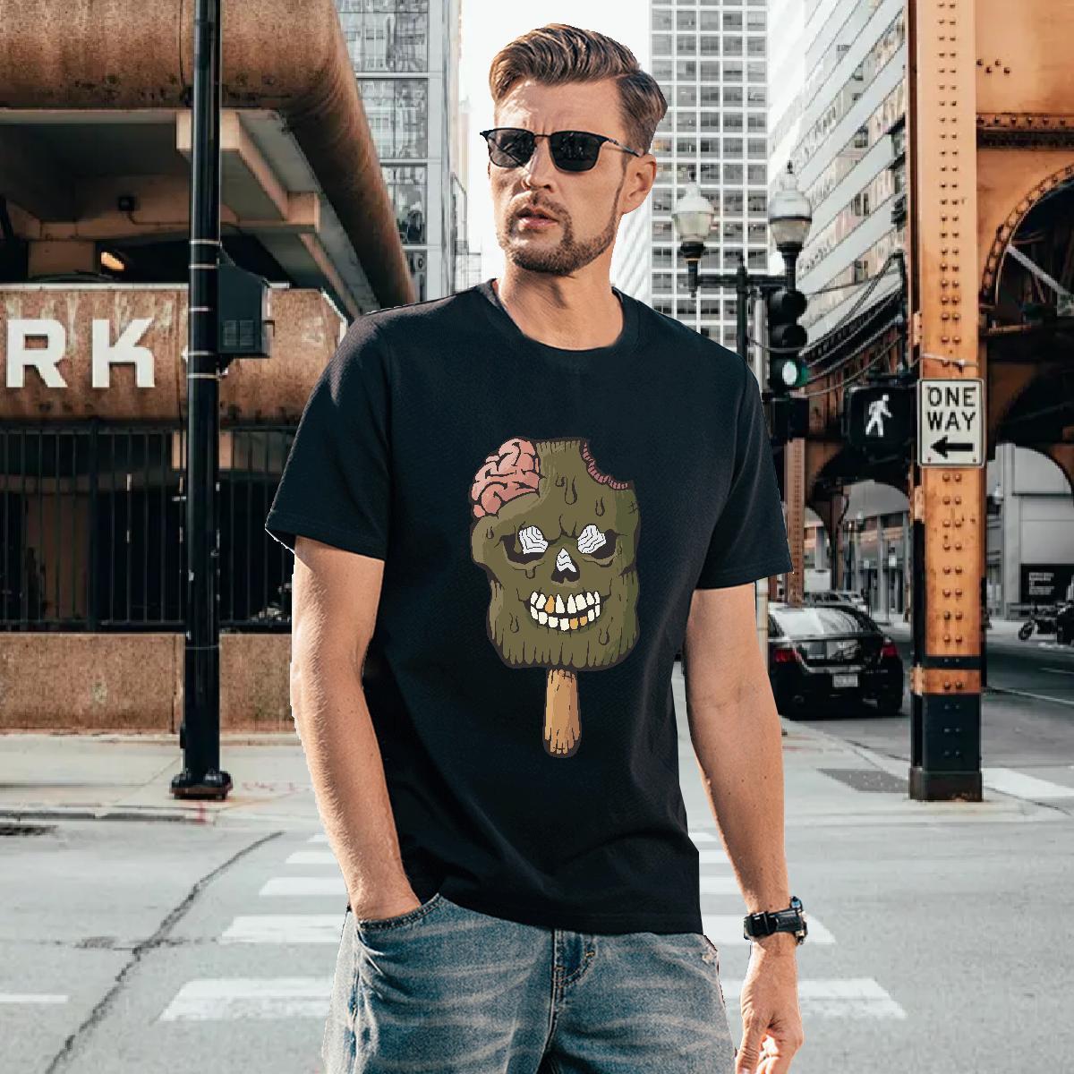 T Shirt For Man 230g Cotton monster Sports Casual Breathable Black White Men Tops Tees Custom Loose Clothings