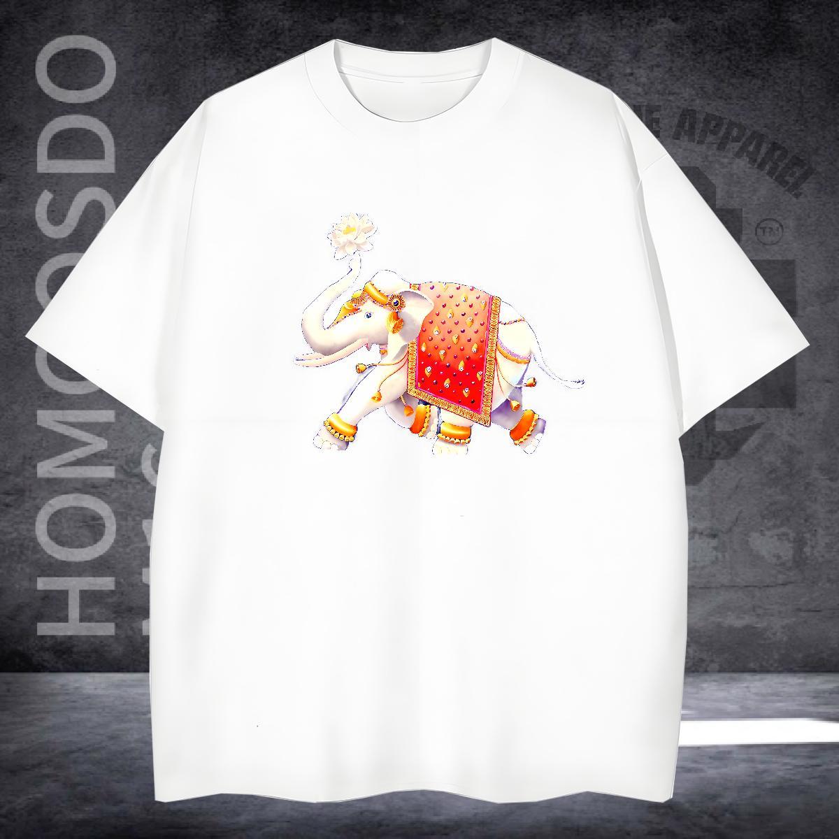 Fashion New T-Shirts 230g Cotton elephant Daily Wear Tees O-Neck Short Sleeve Designer Men Tops Tees Oversized 3XL 4XL