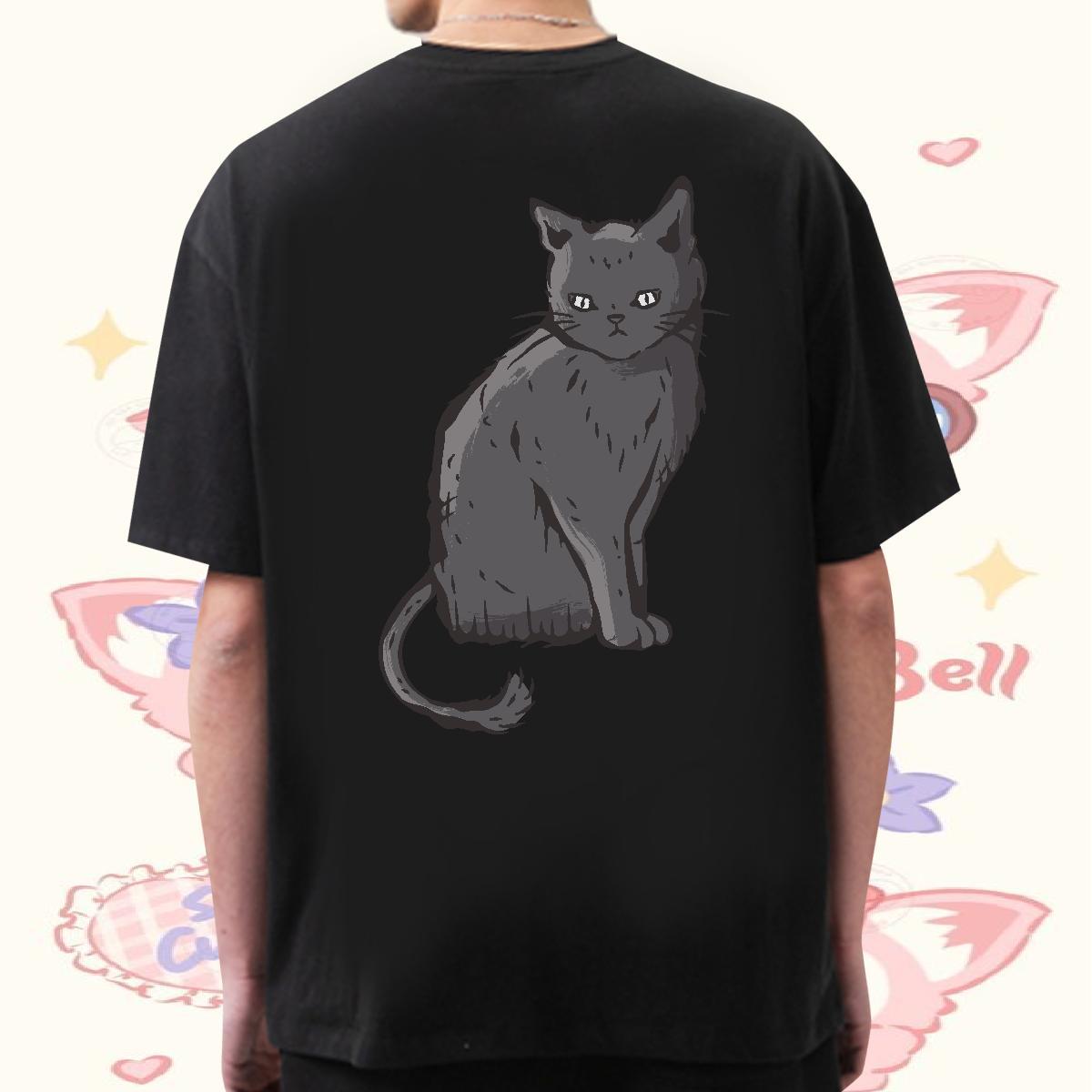 Designer Fashion T-Shirts for Men 230g Pure Cotton cat Sport Tees Shirts Crew Neck Free Shipping Couples T Shirts Graphic