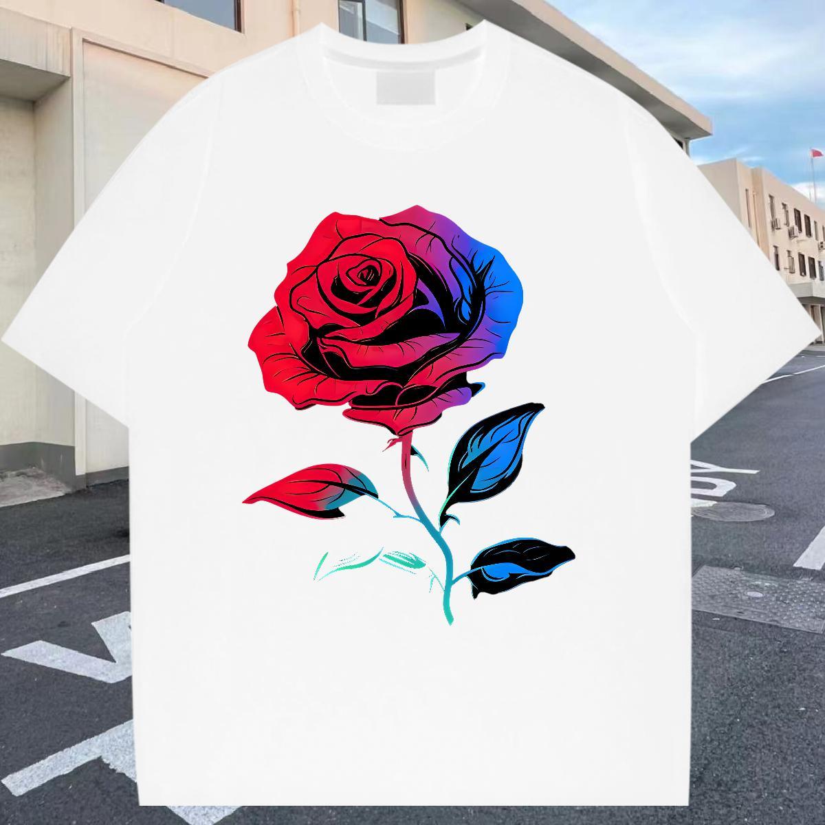 2024 DIY T-Shirts for Men 100% Cotton 230g flower Casual Clothings Short Sleeve Soft Popular Tshirt for Man Woman White Plus Size