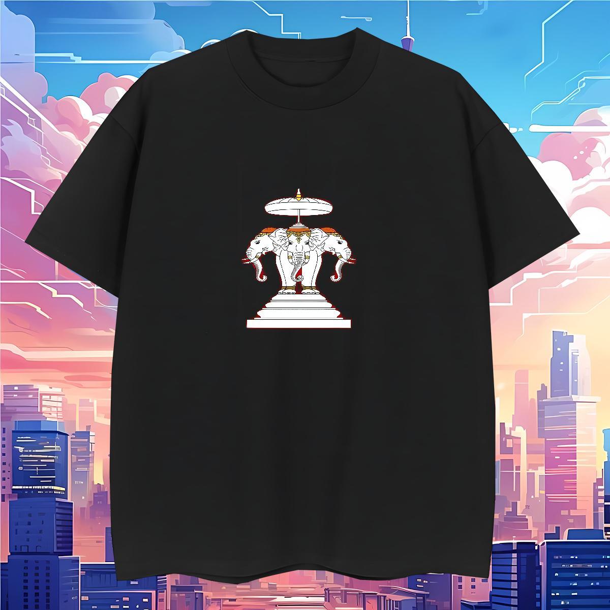 Men T Shirts 230g 100% Cotton elephant Street Casual Breathable Short Sleeve Cartoon Printing L-4XL Tshirt for Man Woman Classic Casual Popular Tops T