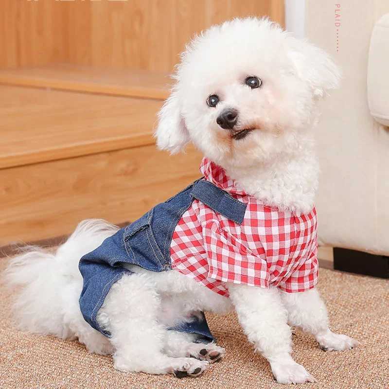 Jean Pets for Small Medium Dogs Chihuahua Cat Jumpsuit Hoodies Striped Plaid Dog Clothes French Bulldog Puppy Clothing Y240806
