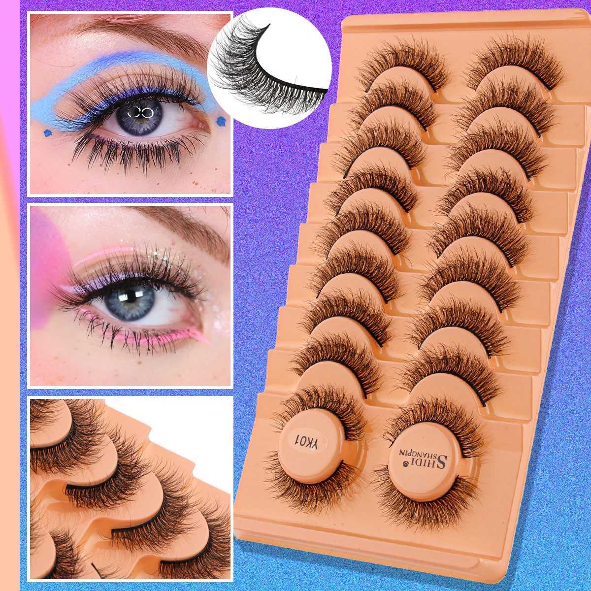 YSDO Russian striped eyelashes 3/10 natural 3D mink eyelashes dramatic cross false eyelashes makeup half eyelash extension tool W240803