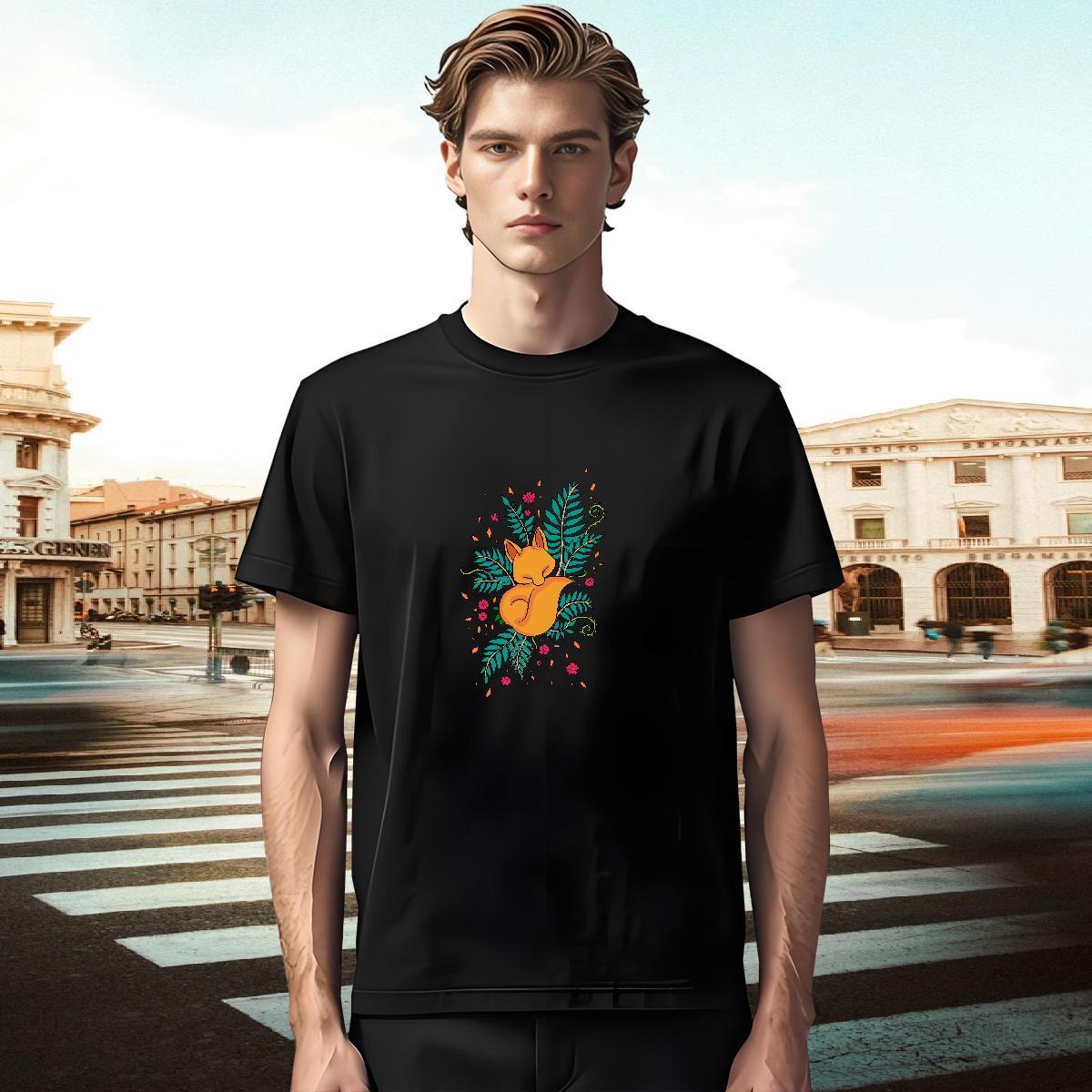 Classic Casual Man T Shirts 230g Cotton fox Hip Hop Street Clothings O-Neck Short Sleeve TOP Quality Tshirt for Man Woman Customized Print