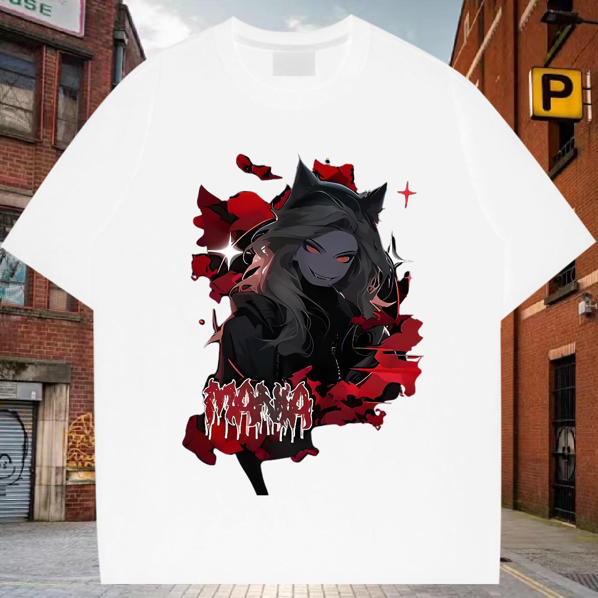 T Shirts Men 230g 100% Cotton scare Spring Summer Pure Cotton Anime Print Tshirt for Man Woman DIY Popular Tshirts