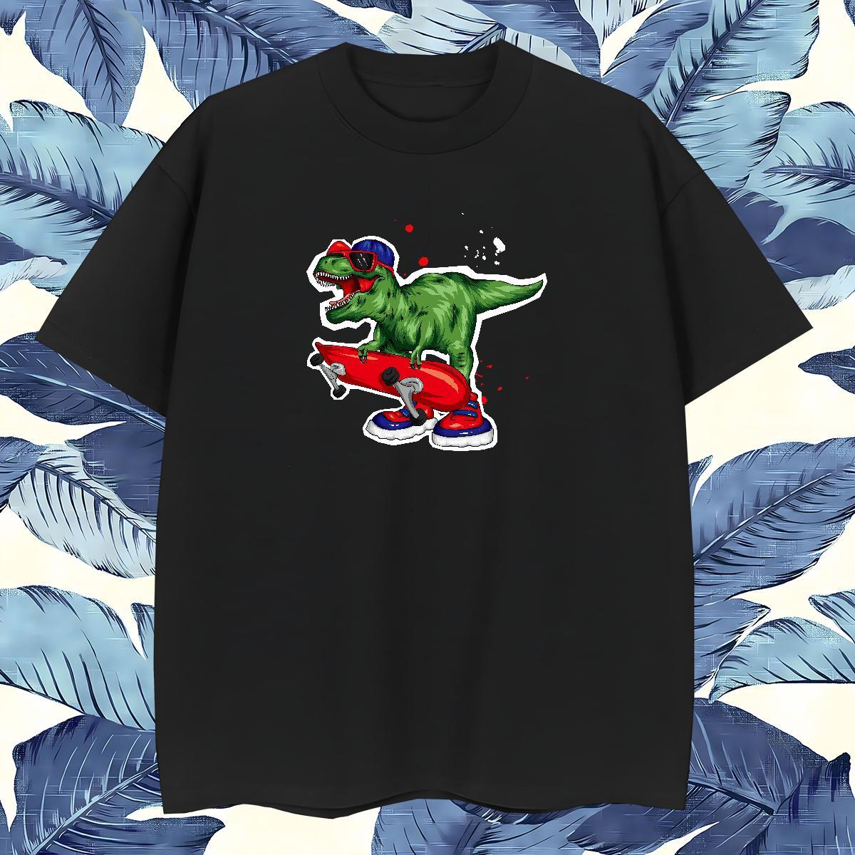 Fashion Designer T-Shirts 100% Cotton 230g dinosaur High Street Hip Hop Tops Shirt Short Sleeve Soft Classic Mens Tshirts Anime
