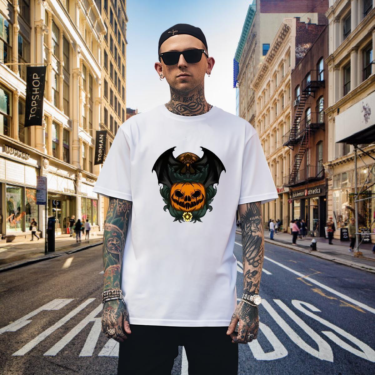 Mens T Shirts 230g Cotton pumpkin Daily Outfit Breathable Short Sleeve DIY Printed Mens Tshirts Fashion TOP Quality Tops Shirt