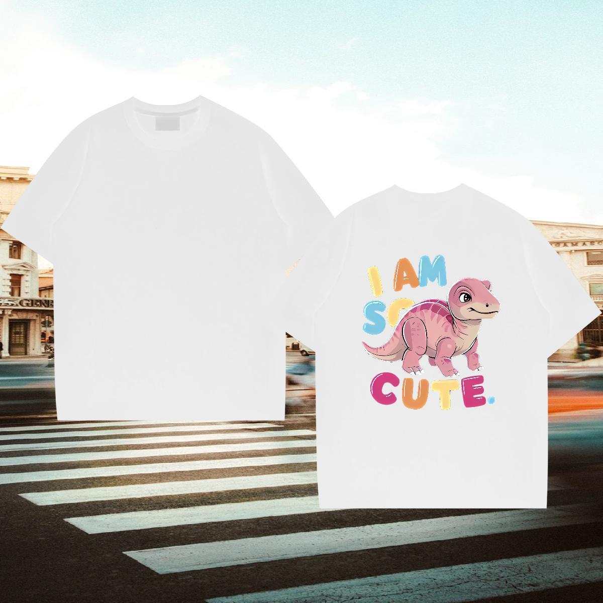 Factory Direct T-Shirts 230g Cotton dinosaur Spring Summer Tees Shirts Short Sleeve Soft High Quality Men Tops Tees Customized Print