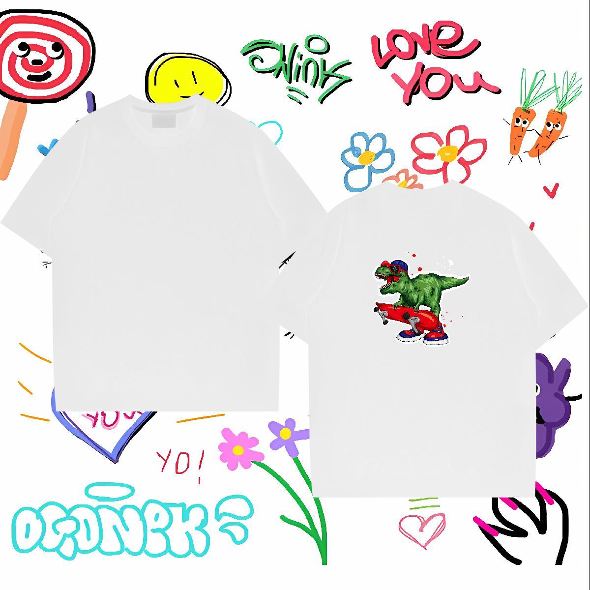 New T Shirts Men 230g 100% Cotton dinosaur Casual Beach Polos Round Neck Short Sleeve Classic Couples T Shirts Custom Printed