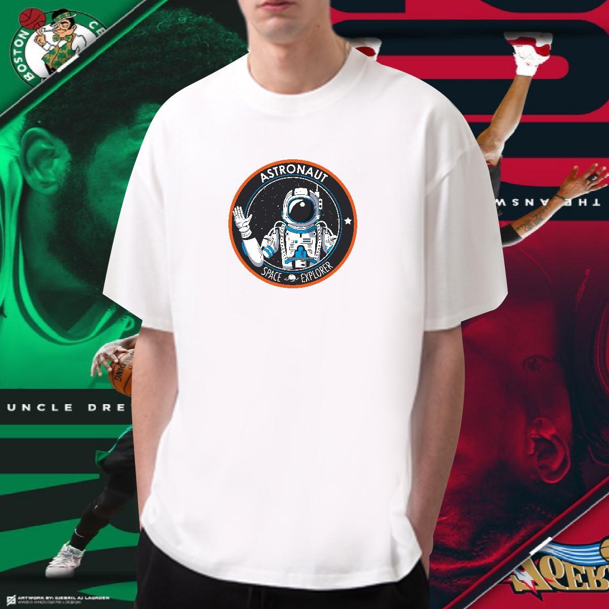 Mens T Shirts 100% Cotton 230g cosmonaut Daily Wear Breathable Asian Size Couples T Shirts Designer Loose Fit Tees