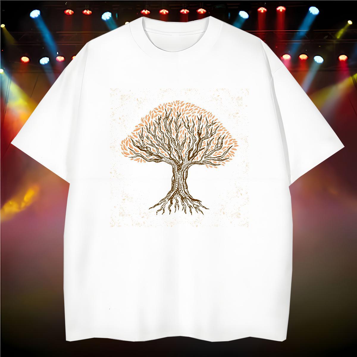 New Designer Men T Shirts 230g 100% Cotton tree Street wear Hip Hop Clothings Breathable Short Sleeve Popular Mens Tshirts Black White