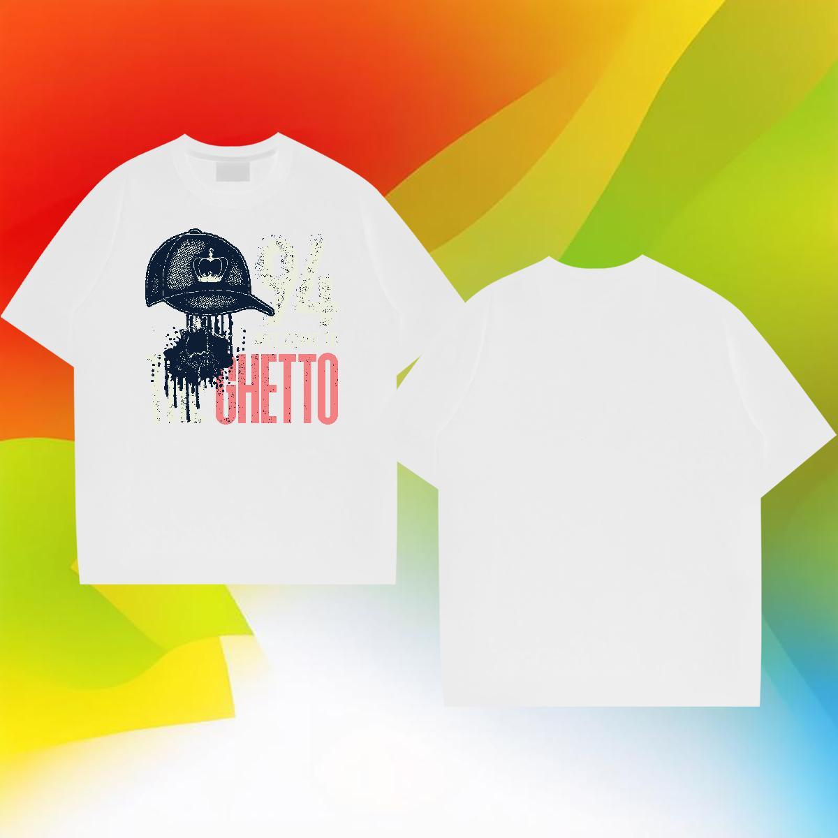 Loose Fit Men Tees 230g Cotton High Street Hip Hop letter Anime Print O-Neck Short Sleeve DIY Customized T-Shirts for Men Tops