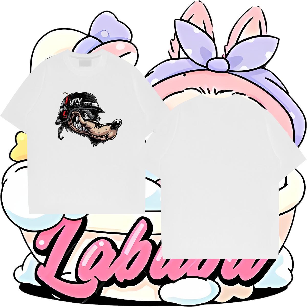 Classic Casual Men T Shirts 230g Cotton wolf Street Wear Clothes Pure Cotton Unisex Tshirts Custom Print Oversized