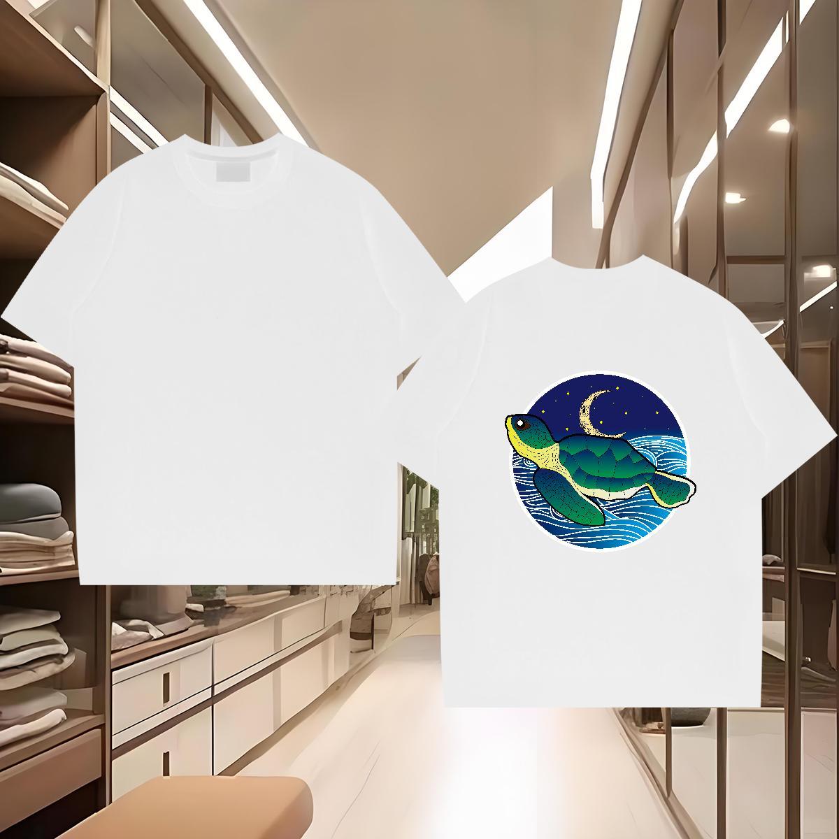 Free Shipping T shirt 100% Cotton 230g tortoise Casual Beach Clothes Breathable Short Sleeve Loose Fit Men Tshirts DIY Logo Oversized