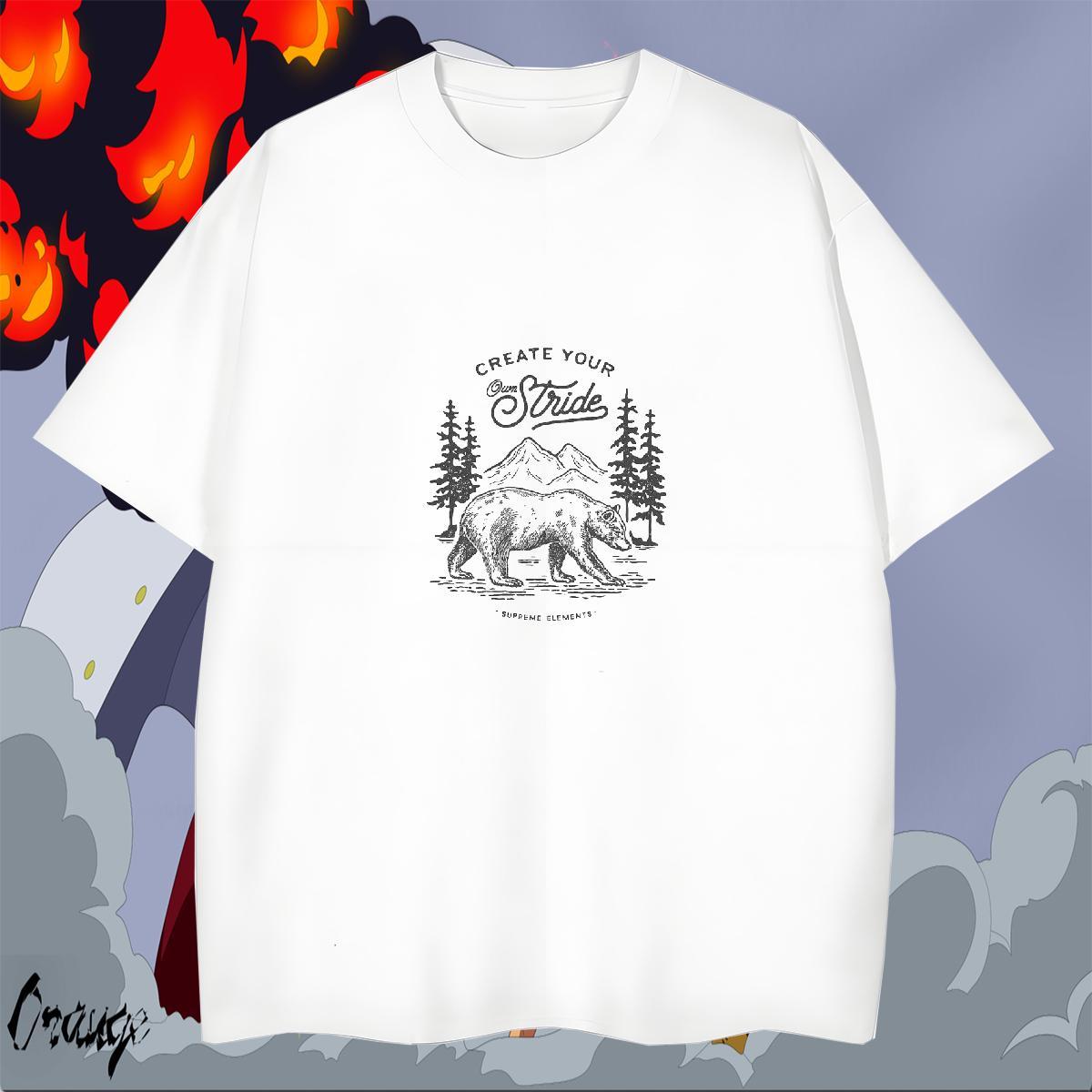 Soft Men Tees 230g Pure Cotton Hip Hop mountains Anime O-Neck Short Sleeve Designer T Shirt For Man Tops Shirt