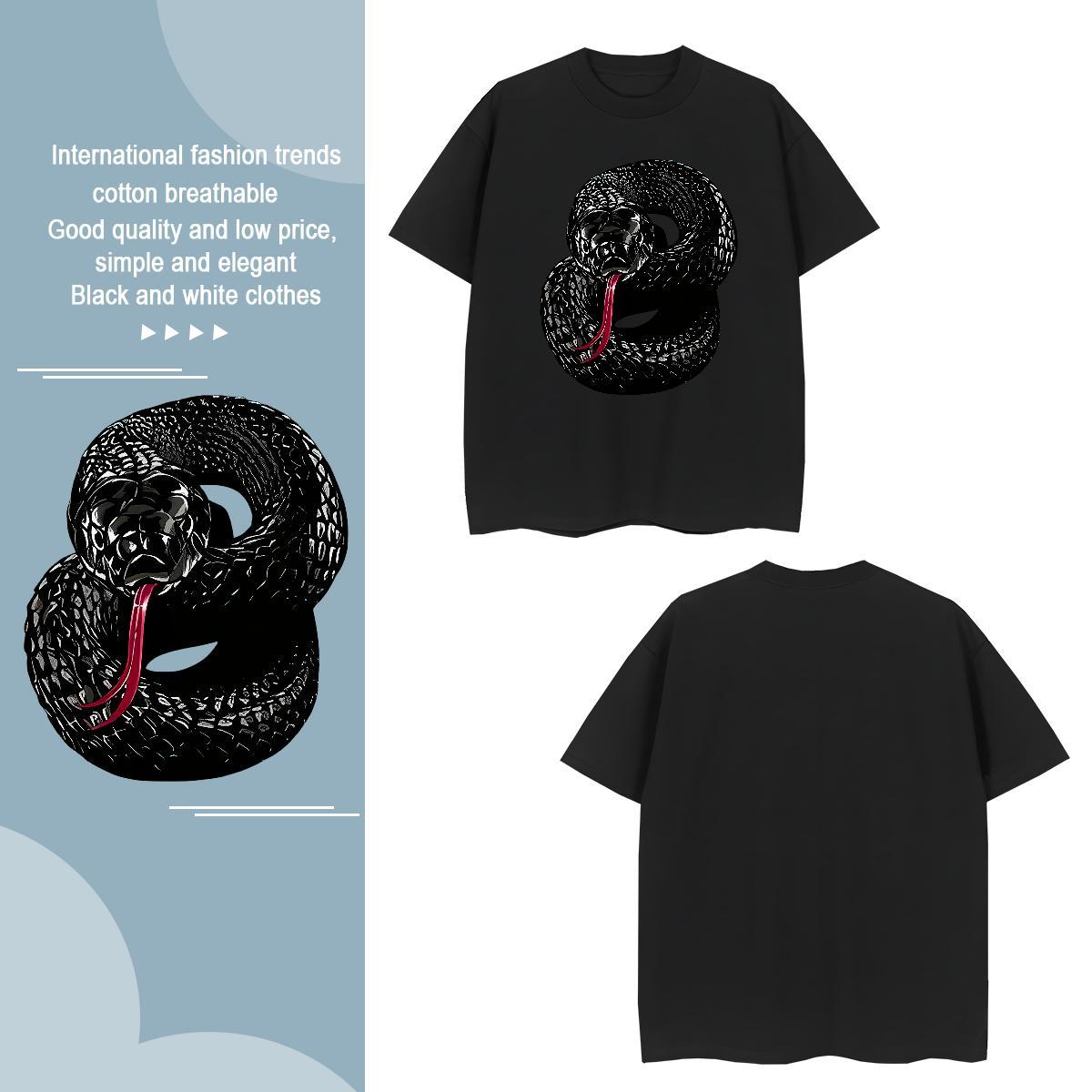 Free Shipping Men Tops Tees 230g 100% Cotton snake Mens T Shirts Summer Casual Short Sleeve O-Neck Custom Printing 2024 Wear