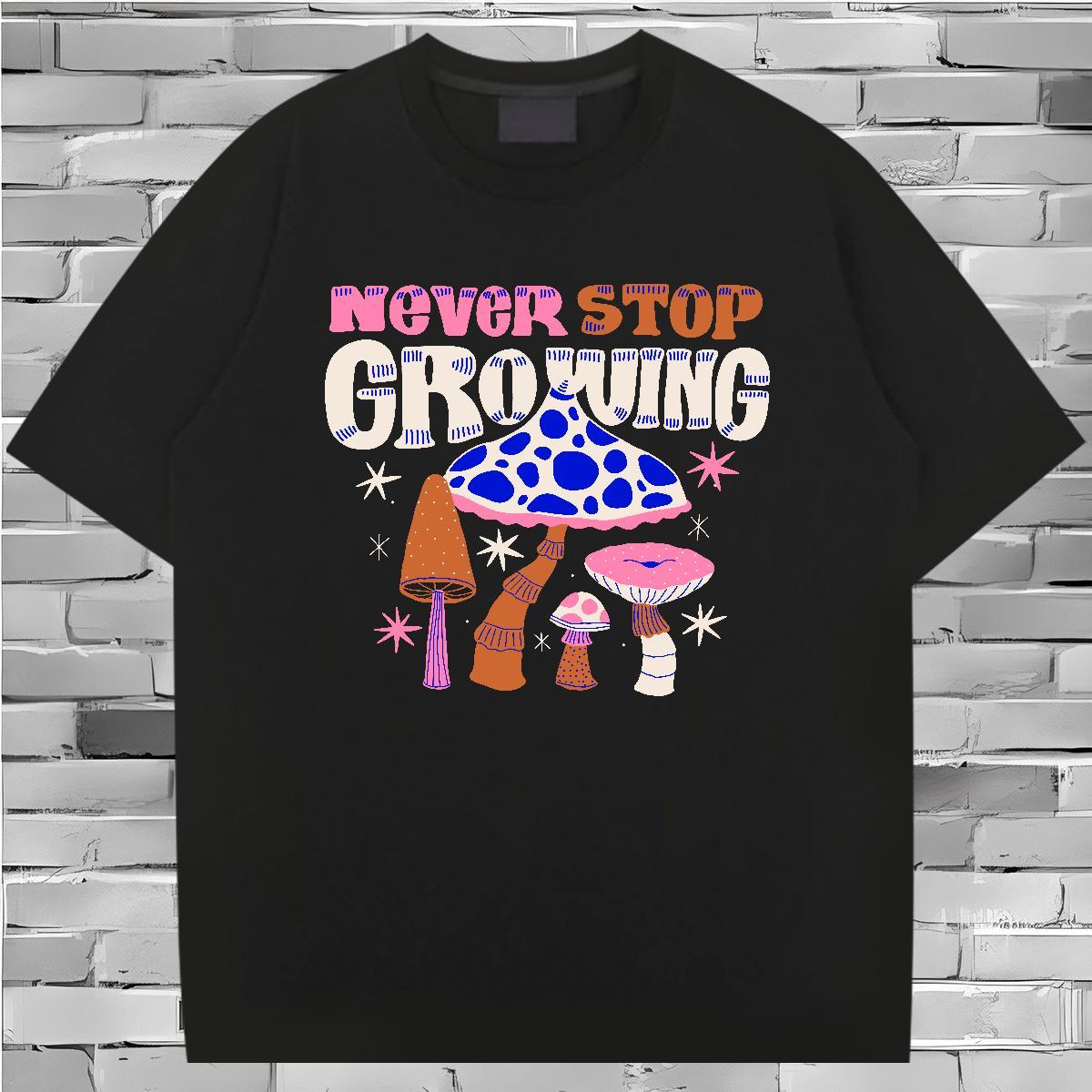 Mens T Shirts 100% Cotton 230g mushroom Hip Hop O Neck Short Sleeves Plus Size Custom Tshirts Casual New Loose Clothings