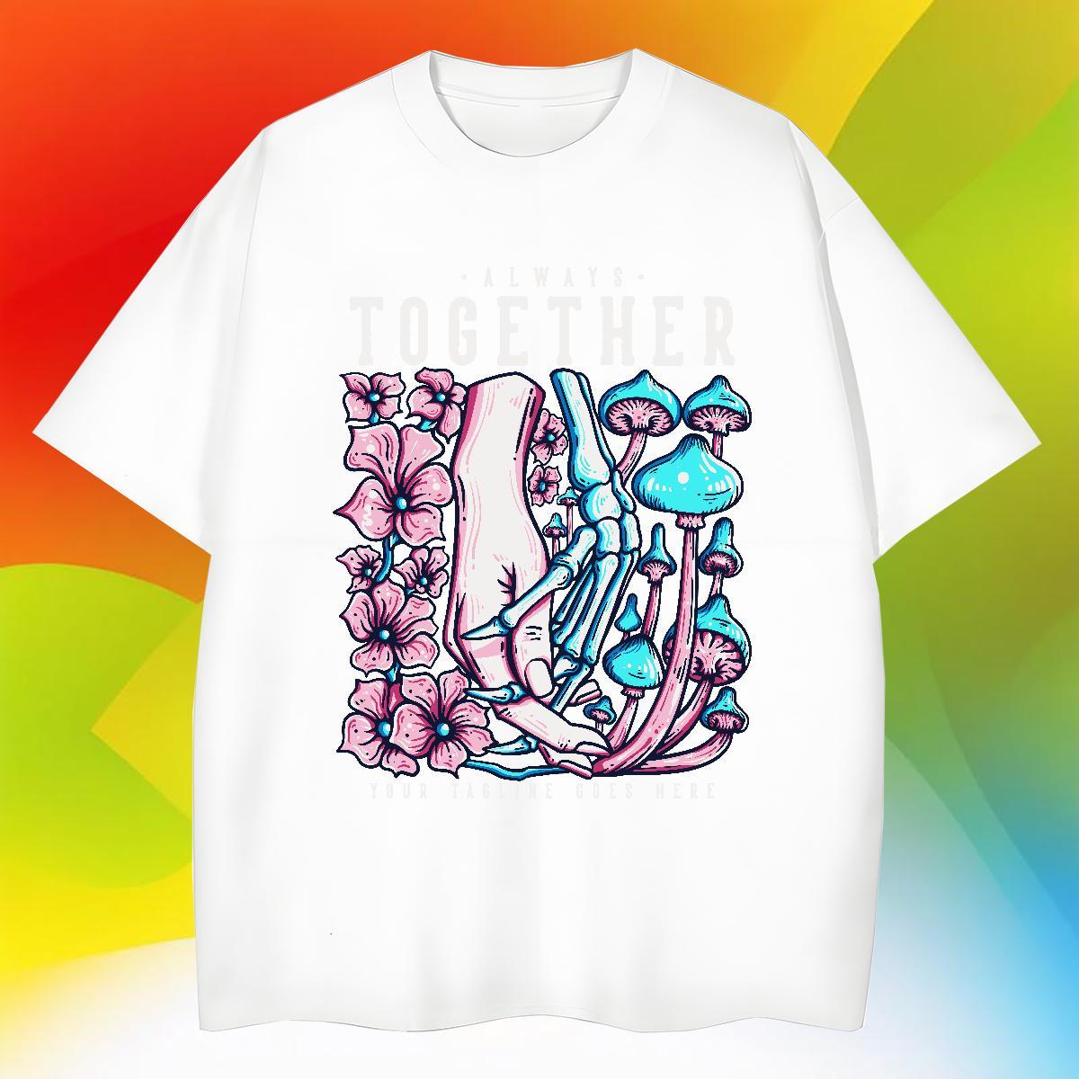 Classic Men Tops Tees 230g Cotton Daily Wear mushroom Plus Size Cartoon Breathable Short Sleeve Custom T-Shirts Polos